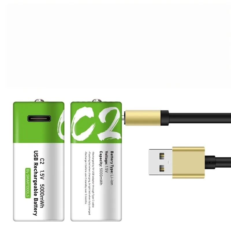 Size‑2 Rechargeable Battery Medium‑size Type‑C Direct‑charge No.2 1.5V C‑type Lithium Battery for Audio‑visual Equipme fnt
