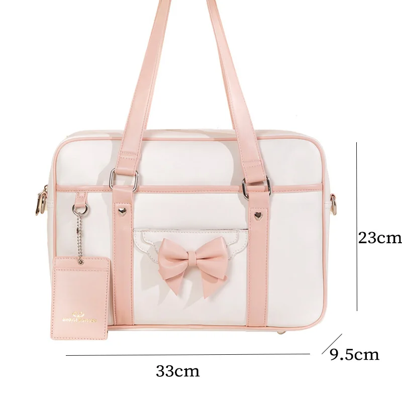 Japanese Schoolbag Women Handbags Soft PU Shoulder Bag Teen Girls Sweet Cute Bow Tote Bag Anime Uniform Bag Y2K Crossbody Bags