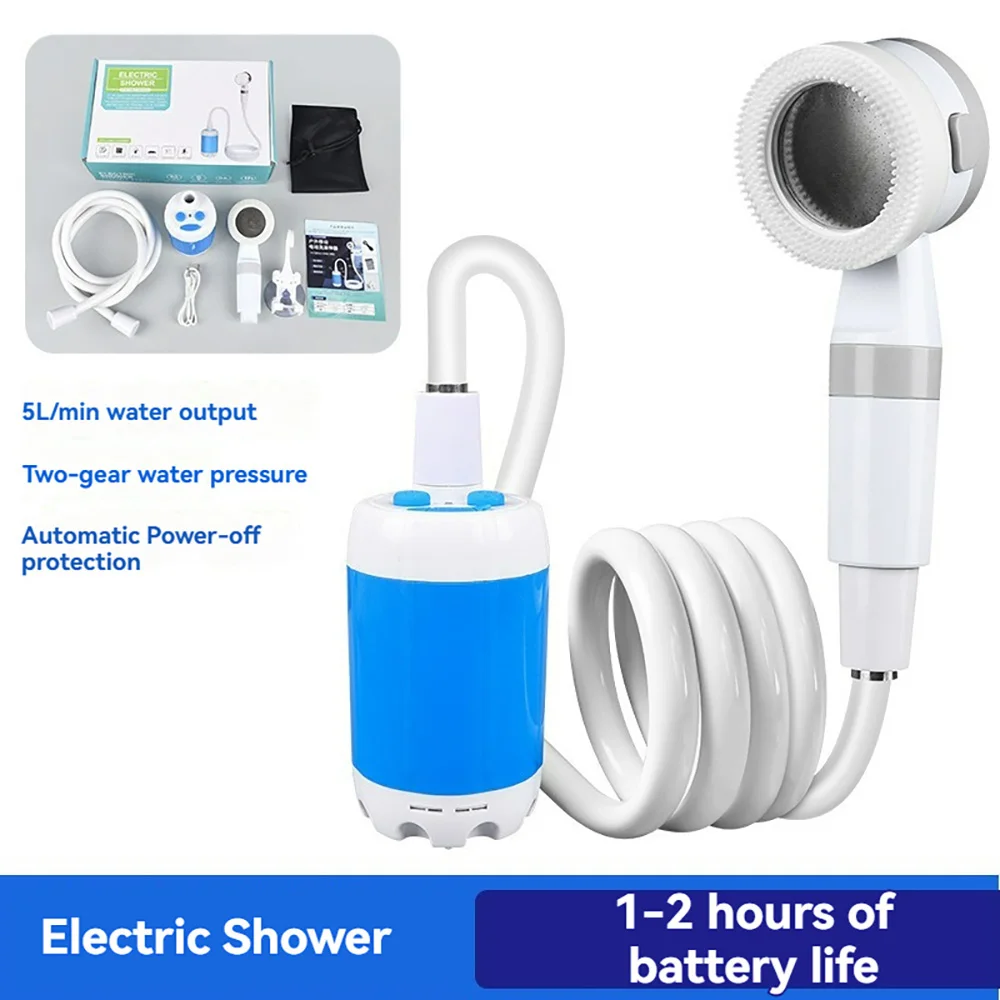 

Портативный уличный душ 4000 мАч, аккумуляторная аккумуляторная насадка для душа с насосом для мойки автомобилей и кемпинга, купания