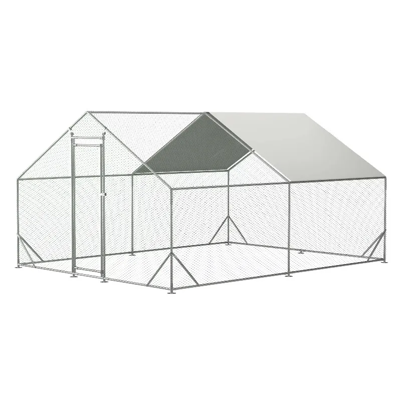 

Large Metal Chicken Coop, Walk-in Chicken Run,Galvanized Wire Poultry Chicken Hen Pen Cage, Rabbits Duck Cages for Animal Use