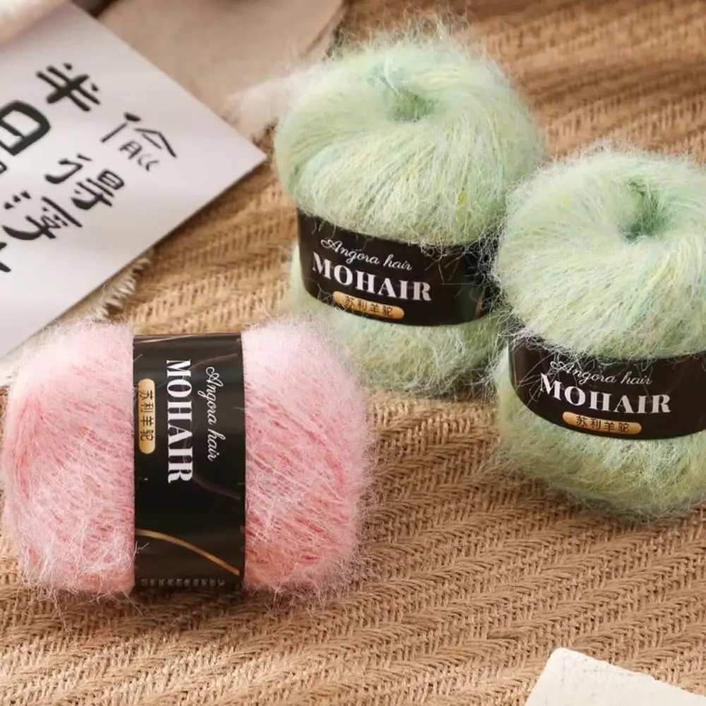 High Quality Cotton Blended Alpaca Mohair Yarn Long Haired Handmade Knitting Yarn Soft Fluffy Hand-Knitted Yarn Hand Crochet