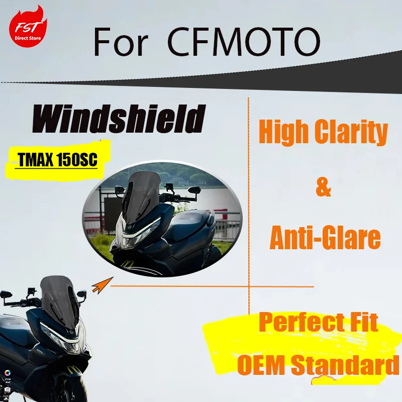 

TMAX Inspired Wind Deflector for CFMOTO 150SC, Heightened Front Windshield Accessory