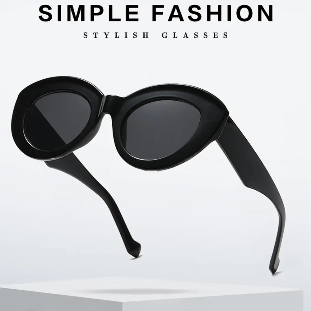 Ins Popular Retro Eyewear Sun Glasses Oversized Sunglasses Thick Frame Oval Sun Glasses