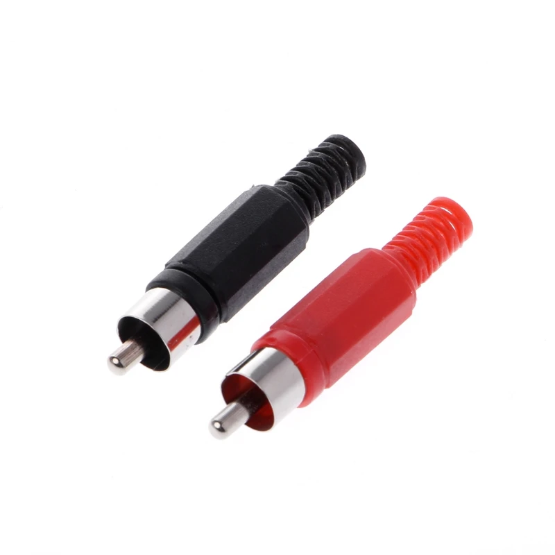 20 Pcs Preto Vermelho Solda RCA Macho Plugue Adaptador Vídeo Áudio Conector