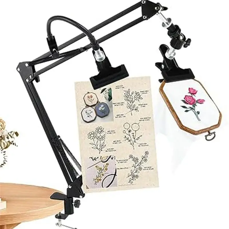 

BAAU Embroidery Hoop Stand: 360 Adjustable Metal Embroidery Hoop Stand For Sewing Cross Stitch Crafts Easy Install