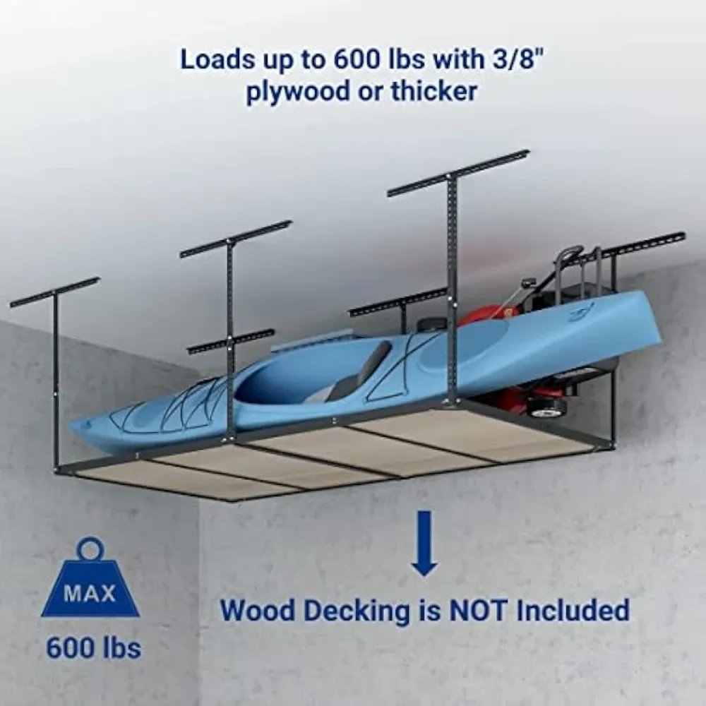 4x8 Overhead Garage Storage Rack without Decking,Garage Storage Organization System,Heavy Duty Metal Garage Ceiling