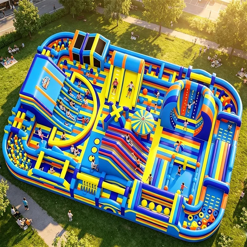 Large Commercial Inflatable Theme Park Obstacle Course Customizable for Amusement Center School Outdoor Events