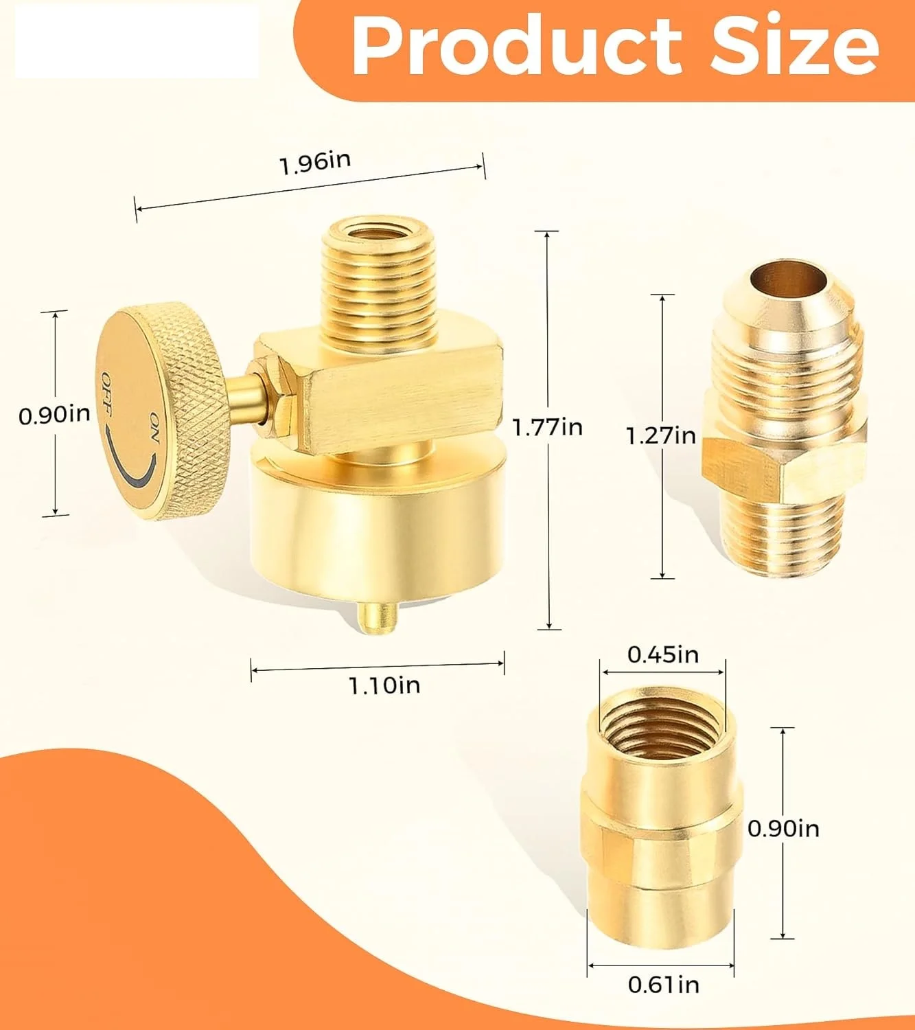 3 Pcs Propane Gas Brass Fitting Kit–1 X 1LB Propane Tank Needle Valve+1 X 1/4