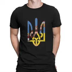 Trident Flag Ukrainian National Embroidery Vyshyvanka T Shirt Homme Men's Tshirt O-Neck