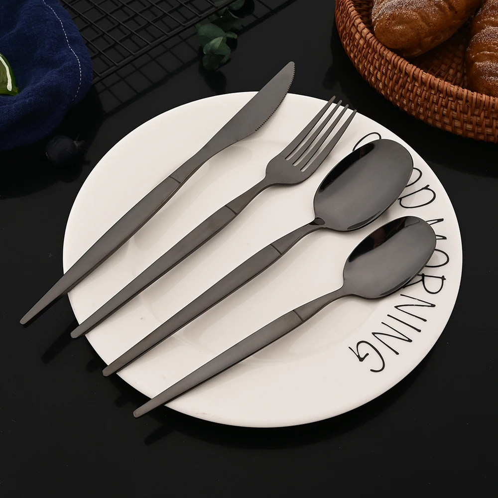 8Pcs Korean White Golden Dinnerware Set Stainless Steel Tableware Spoons Chopsticks Cutlery Set Kitchen Flatware Service for 4 - view 5