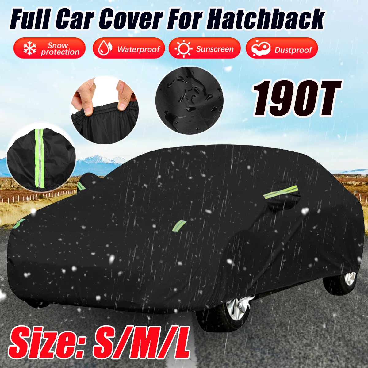 

190T Hatchback Full Car Cover Waterproof Windproof UV Dust Indoor Outdoor Protection Cover Universal For Hatchback