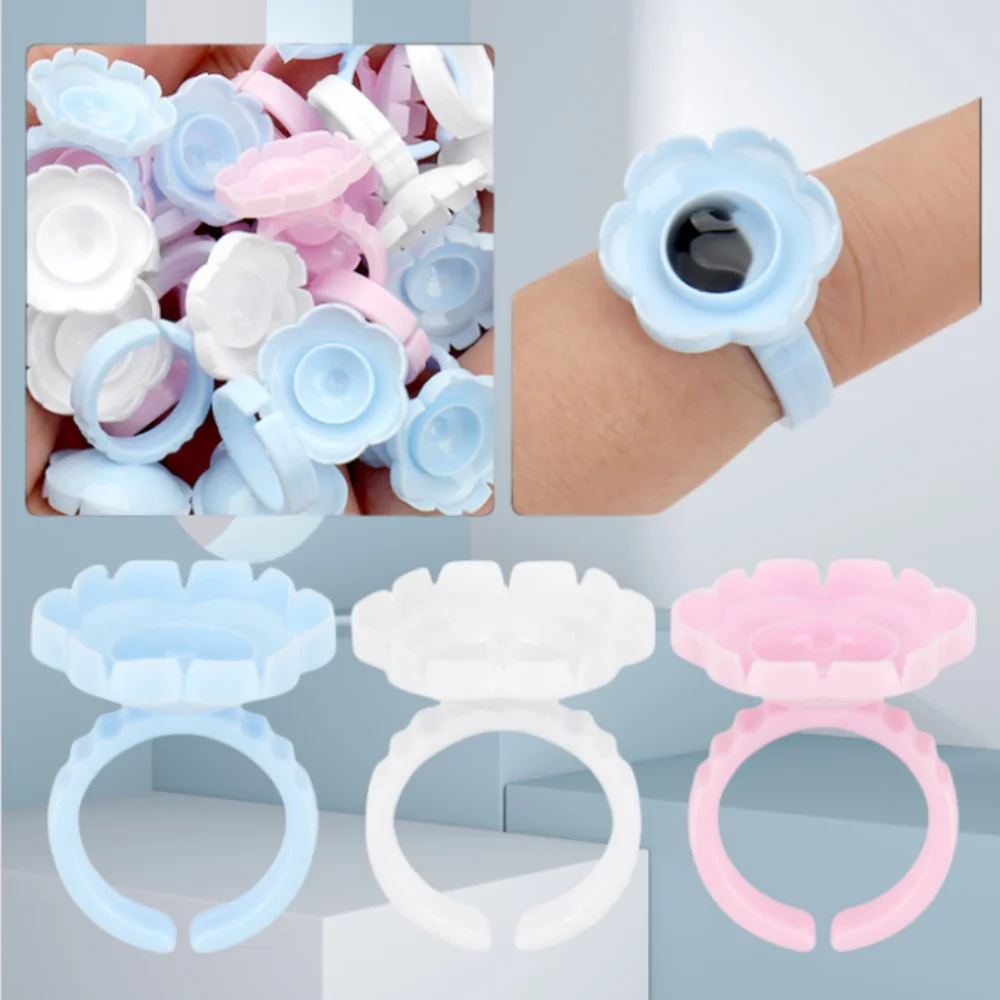 100pcs Disposable Glue Ring Cup For Lashes Fan Tattoo Pigment Holder Eyelash Extension Container Glue Holder Makeup Supplies