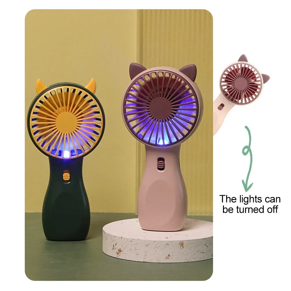 Portable Mini Fan Night Light Pocket Handheld Fan USB Charging Fan 2 Speeds Adujustable Summer Cooling Fan for Home Outdoor