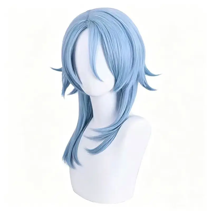 Genshin Impact Kamisato Ayato Cosplay Wig Light Blue Long Matte Fiber Heat Resistant Synthetic Hair With Wig Cap For Halloween