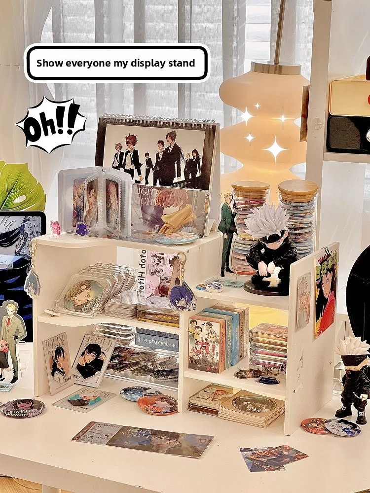 حامل عرض مكتبي وصندوق تخزين متعدد الطبقات لتنظيم الحبوب والزينة، تصميم بسيط لإظهار التماثيل النسائية