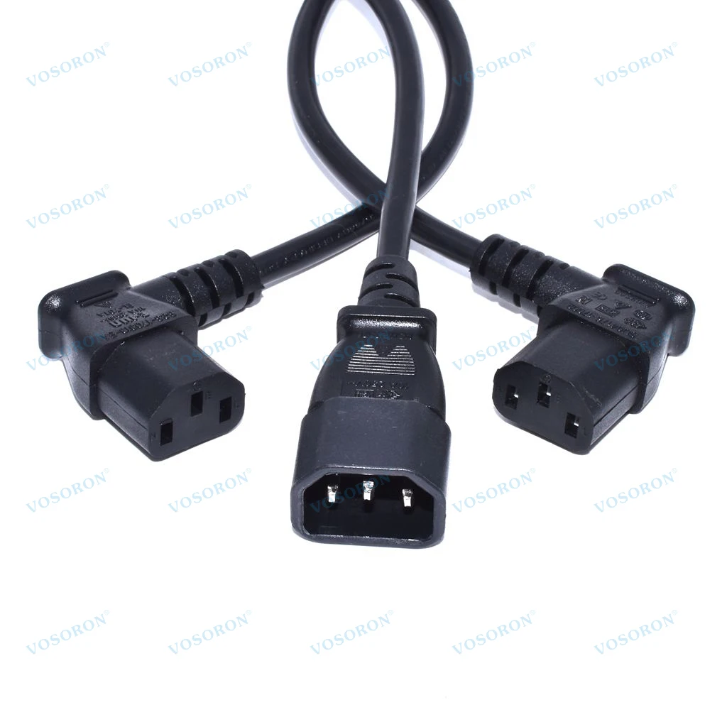 90 Degree IEC 320 C13 to C14 Power Cable, Right/Left Angle C13 Female to C14 Male Extension Cord, for Monitor, PDU, Computer, TV
