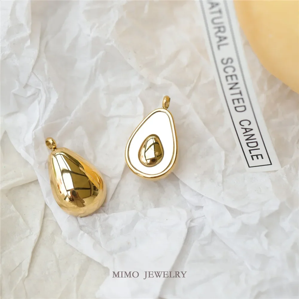 

Titanium steel gold plated white Fritillaria Avocado pendant clavicle chain Summer small fresh DIY accessories