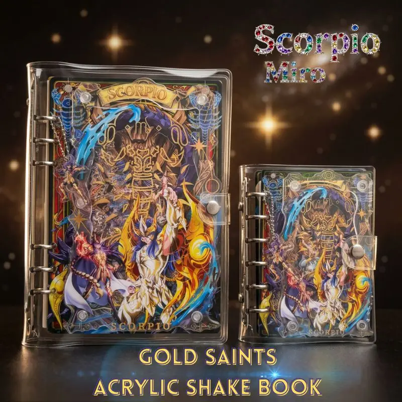 Golden Saint,Seiya,Scorpio,Acrylic,Shaker Notebook,Fashion,Creativity,Salsa, Notepad, Collections, Daily Use, and Birthday Gifts