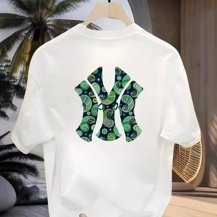 

High-quality Men's Summer New Thick Pure Cotton T-shirt, with Printed Design, Stylish, Breathable, and Sweat-absorbing