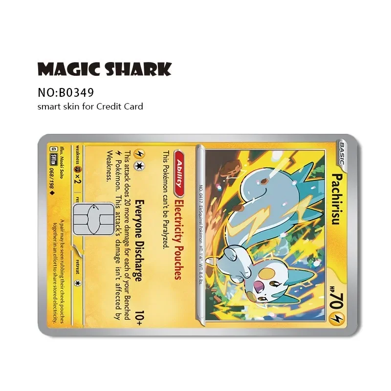 Magic Shark Cute Pokemon Card Jolteon Charizard Pikachu Front Skin Film Cover Sticker for Credit Debit Card Waterproof