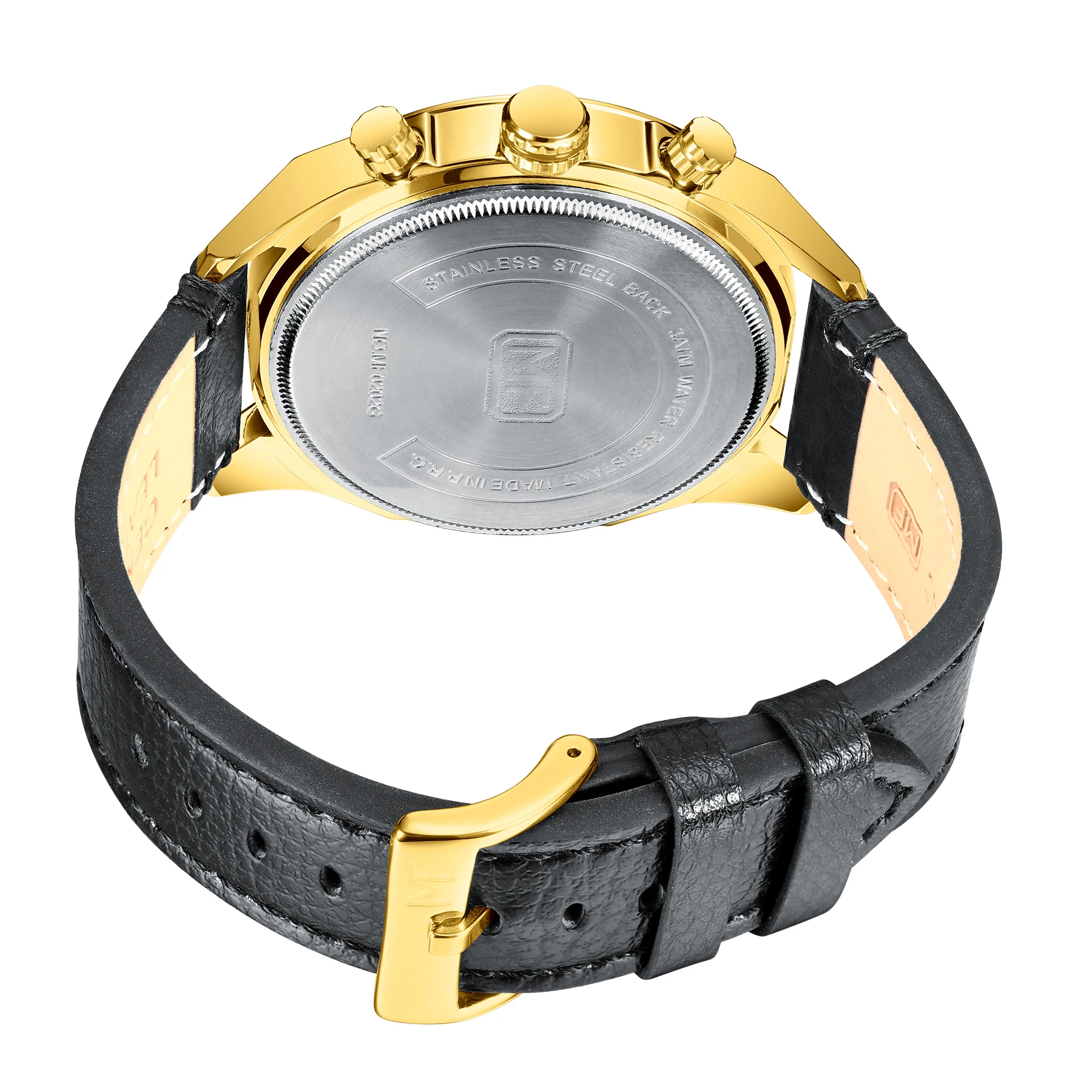 New Launch Mini Focus MF0202G Stylish Trendy Men Quartz Watches Leather Strap Chronograph Tachymeter Waterproof Watch