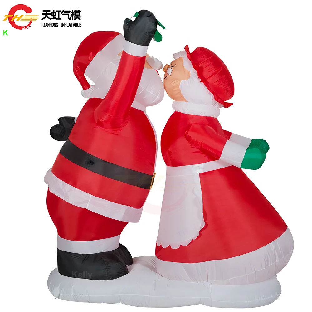 Customized Giant Inflatable Santa Claus Couple Advertising Used Blow Up Santa Old Man Cartoon for Xmas Decoration