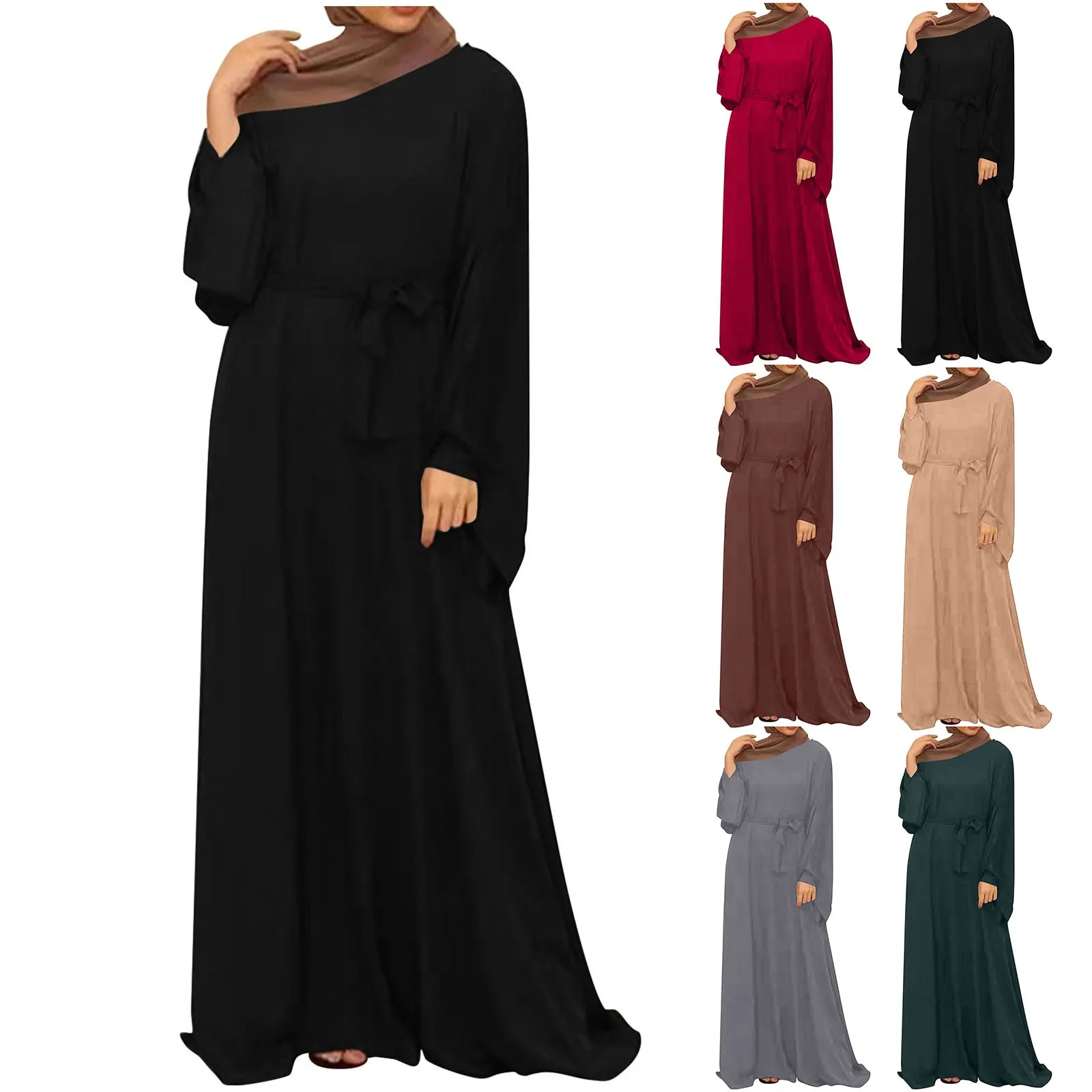 

Women Muslim Ramadan Dress Khimar Hijab Abaya Flare Sleeve Islam Clothing Dubai Kaftan Turkish Modesty Robe Prayer Dresses