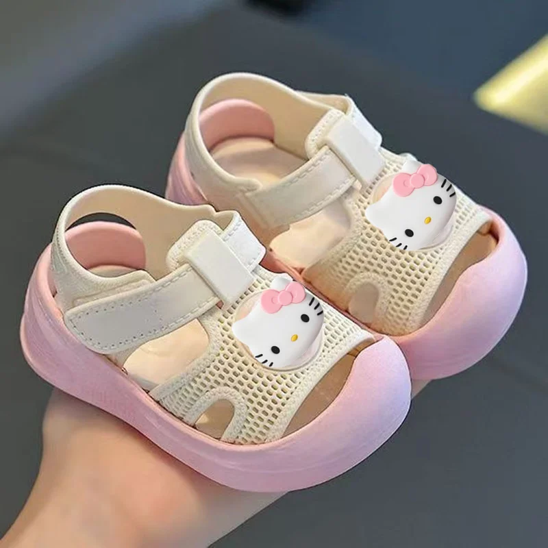 

Sanrio hello kitty Summer Kids Sandals New Breathable Mesh Velcro Baby Toddler Shoes Beach Shoes for Boys and Girls