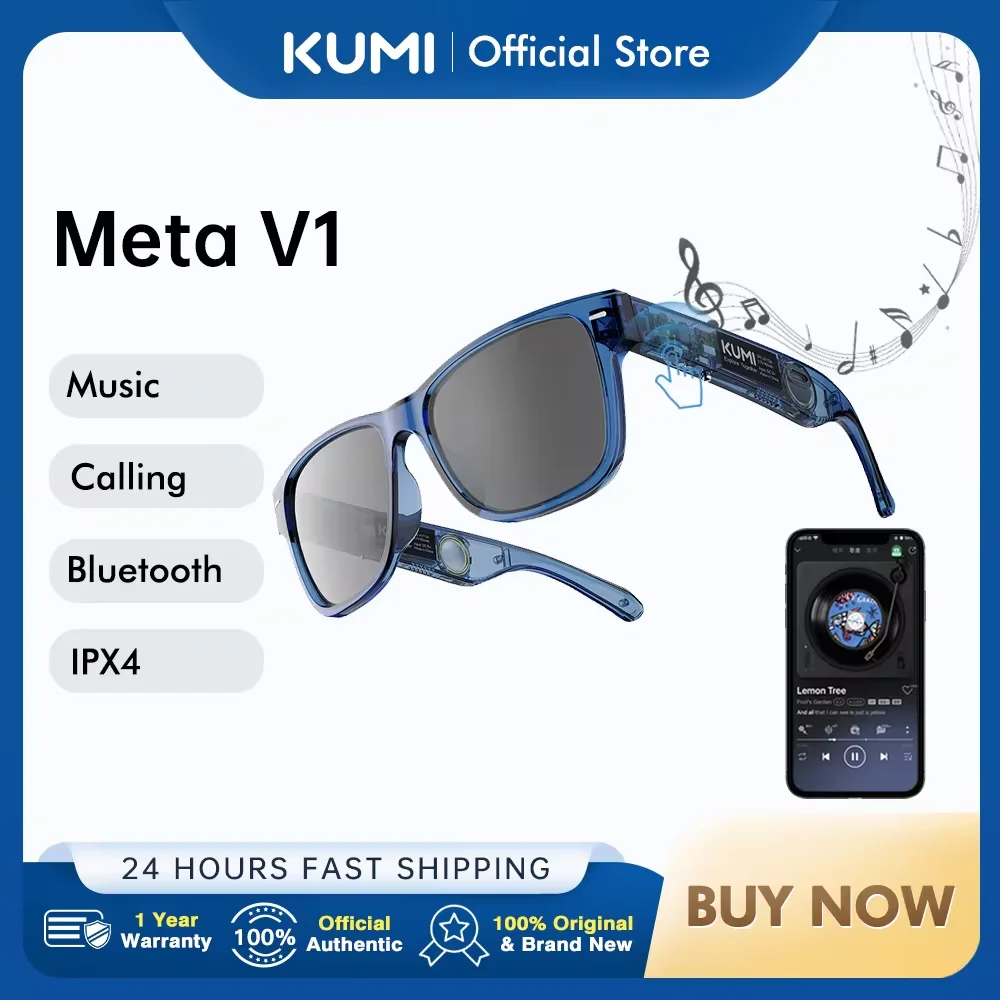 KUMI Meta V1 Smart Glasses Polarized Sunglasses Bluetooth glasses IPX4 Waterproof Open Ear Headphones Bluetooth Phone Call