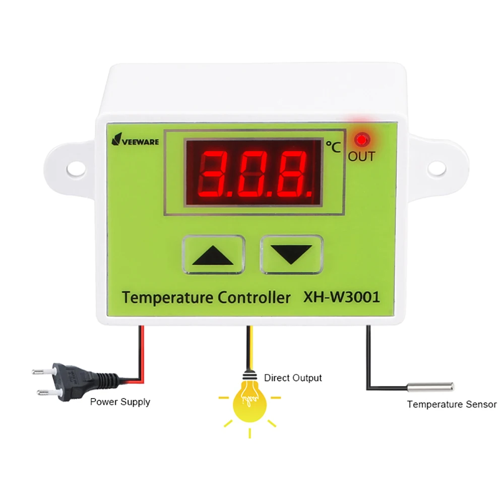 VEEWARE W3001 Digital LED Temperature Controller Thermoregulator 12V/24V/220V Heat Cool Electronic  Module  Control Switch Probe