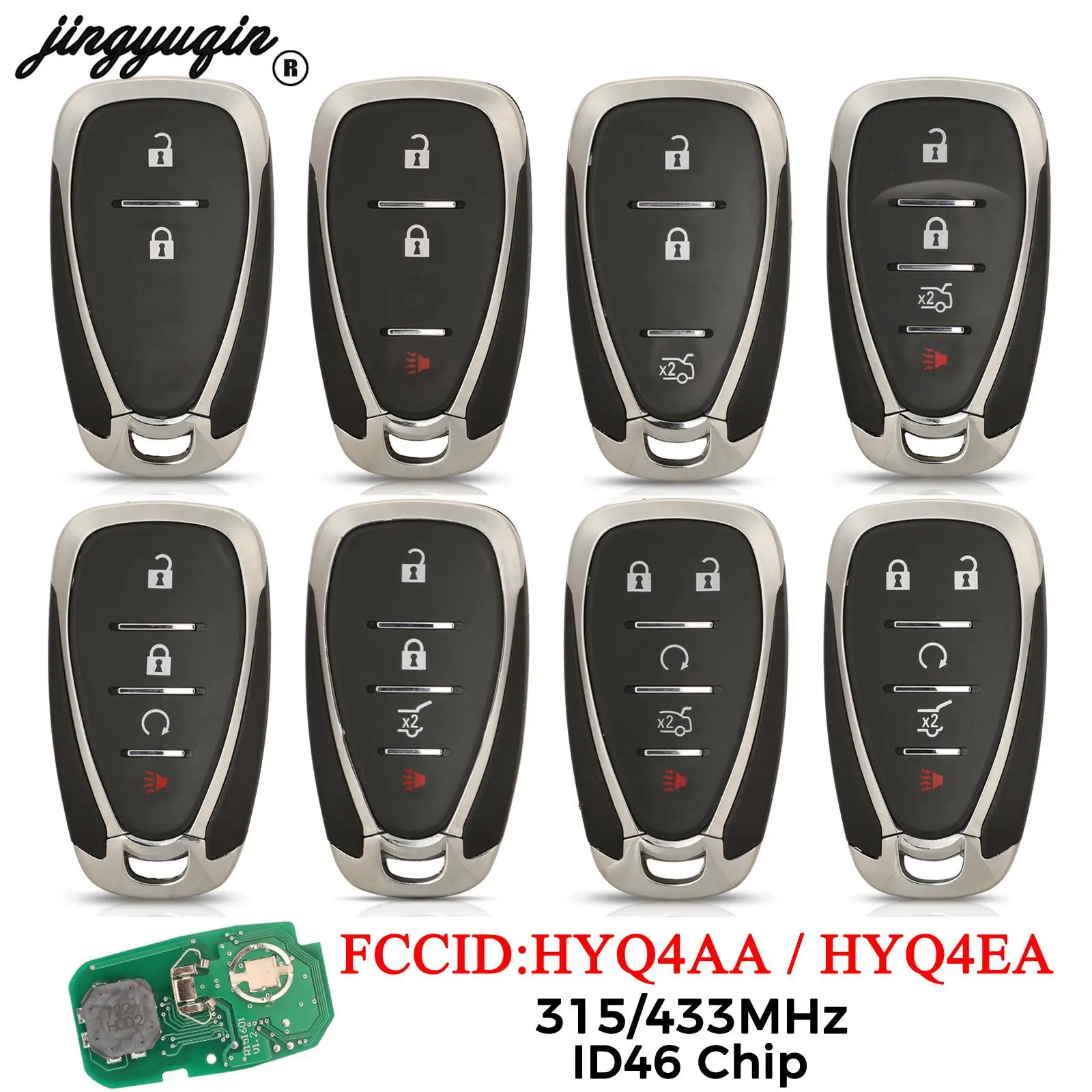 jingyuqin Remote Key 315MHz/433Mhz HYQ4AA /HYQ4EA ID46 Chip For Chevrolet Blazer Traverse Camaro Cruze Malibu Equinox Spark Trax