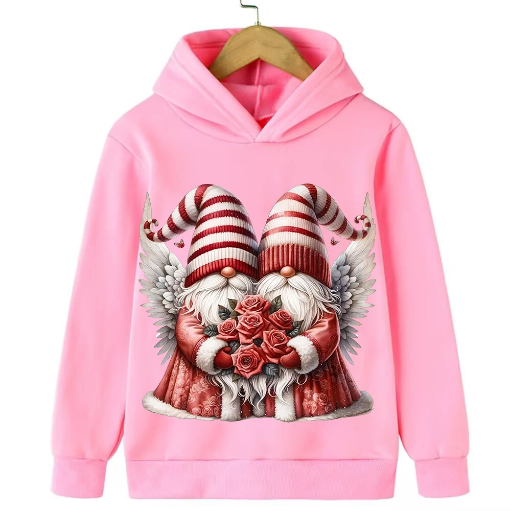Kerstman bedrukte top met capuchon voor herfst en winter, casual en comfortabele kinderkleding voor jongens en meisjes