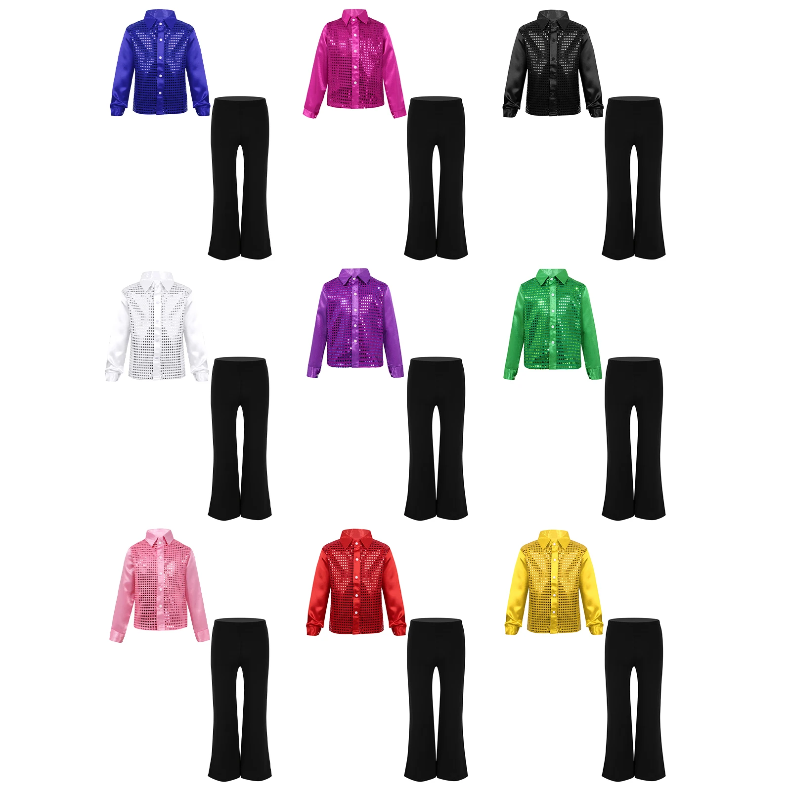 Tieners Jazz Hiphop Street Dancewear Toneelkostuum Latin Dance Disco Party Pak Unisex Lovertjes Shirt Met Broek 2 Stuks