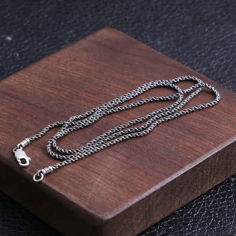 

BOCAI S925 Sterling Silver Necklaces for Women Men New Fashion Six Syllable Mantra Weaven Rope-chain Jewelry Wholesale