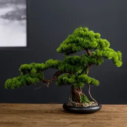 New Chinese Simulate Welcome Pine Bonsai Planting Green Plants Home Entrance Soft Decoration Living Room Hotel Decorative Plant