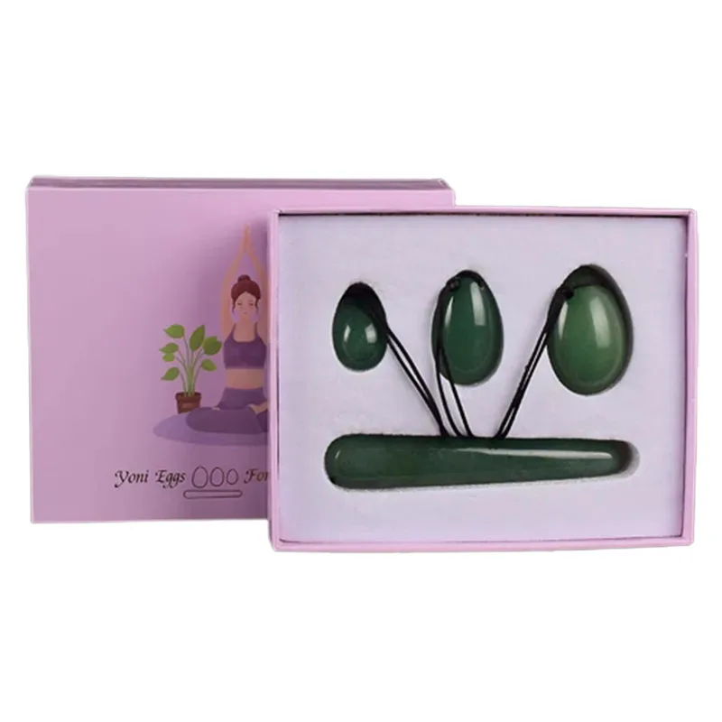 Natural Drilled Yoni Egg Set Aventurine Jade Egg Kegel Exerciser Stone Vaginal Muscle Tightening Massage Healty Care Tools