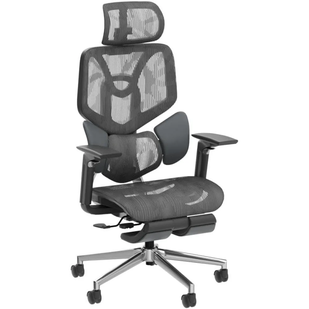 

Computer Armchair Black Ergonomic Chair Backrest Height Adjustable Desk Chair With 3D Armrests and Footrest Office Swivel