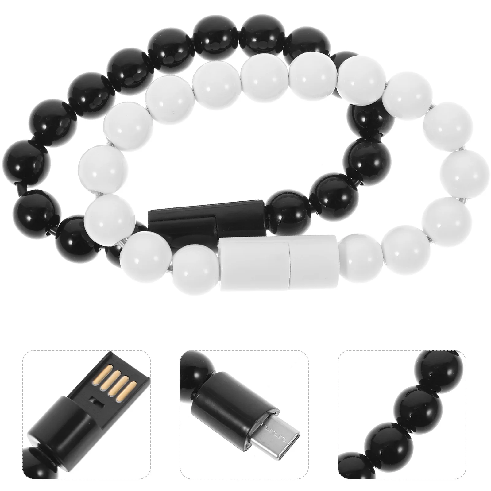 

2Pcs Micro USB20 Creative Type-C USB Data Charging Cable Bead Bracelet ( ) Charging Cable Bracelet
