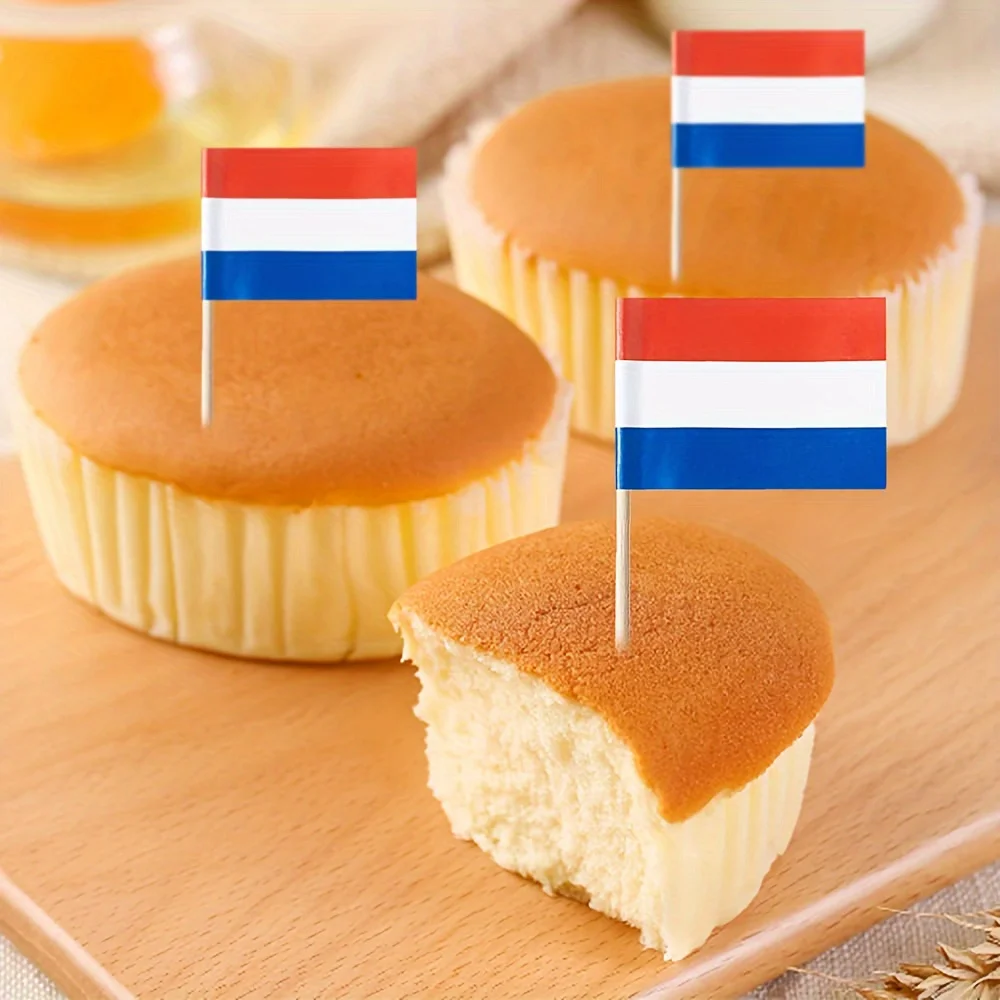 100 Dutch Flag Toothpicks - Versatile Cocktail & Cheese Labels For Buffets, Cupcakes, Pizzas & More - Ideal For Holidays