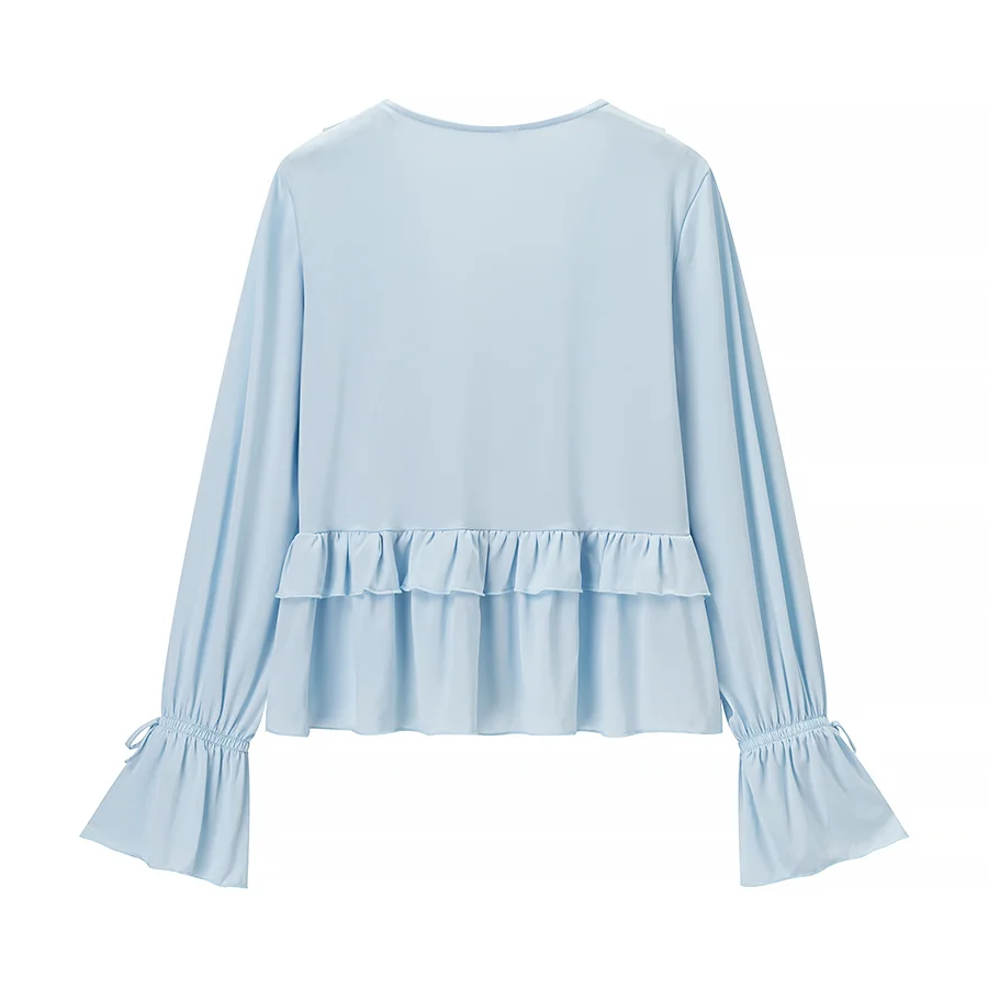 JNLEAOG 봄 신상 패셔너블 레이스 트림 세트 드레스 여성용 루즈핏 긴팔 브이넥 폴리에스터 섬유 드레스