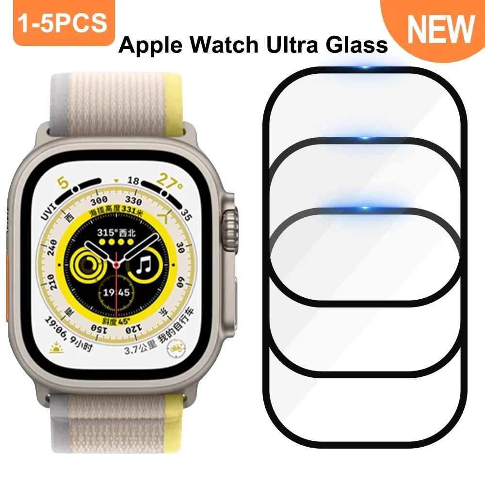 1-2PCS Waterproof Tempered Glass for Apple Watch Ultra 49mm Anti-scratch Full Screen Protector Film for Apple Watch Ultra 49mm