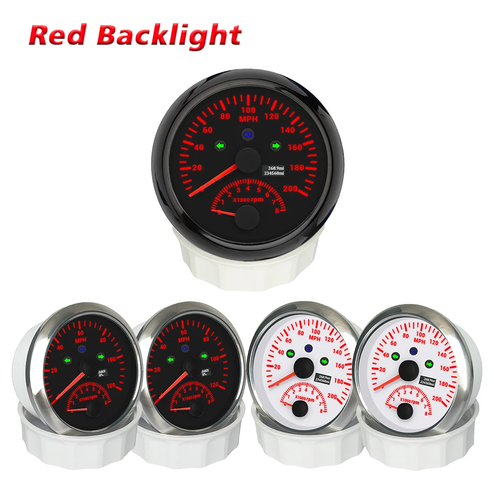 Popular 85mm GPS Speedometer 0-120MPH 0-200mph with 8000RPM Tachometer + 52mm Water Temp Oil Pressure Fuel Level 8-16V Voltmeter