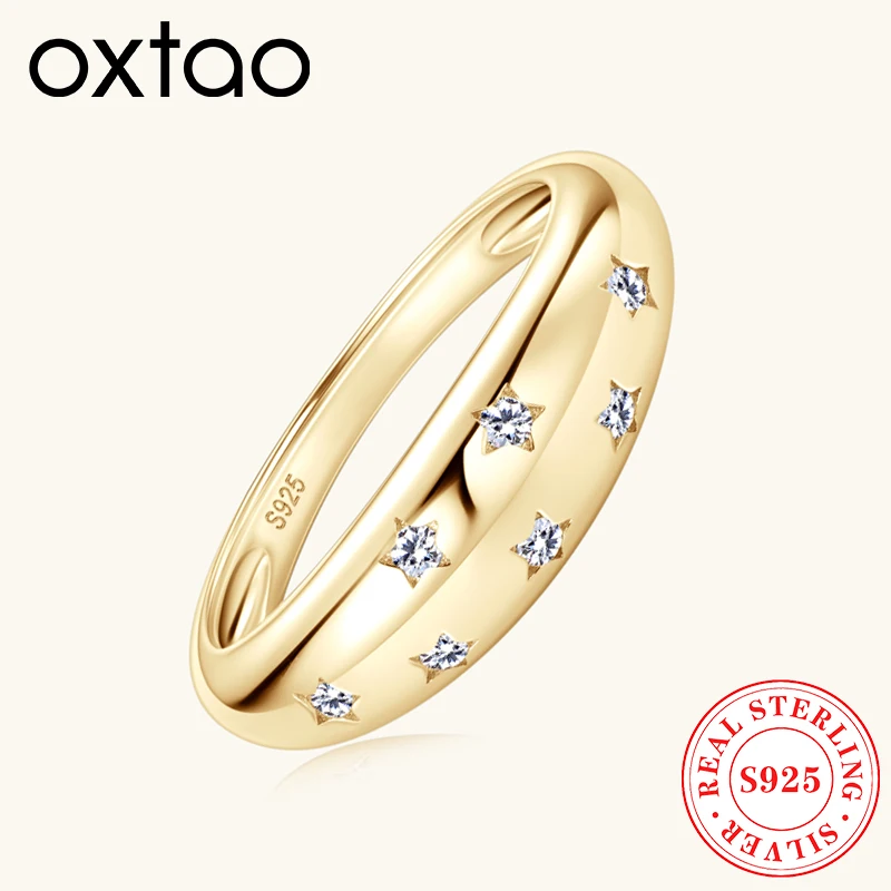 OXTAO D VVS1 Star Moissanite Rings Female Jewelry Gift S925 Sliver Classic Trendy Engagement Rings Wedding Band Certified