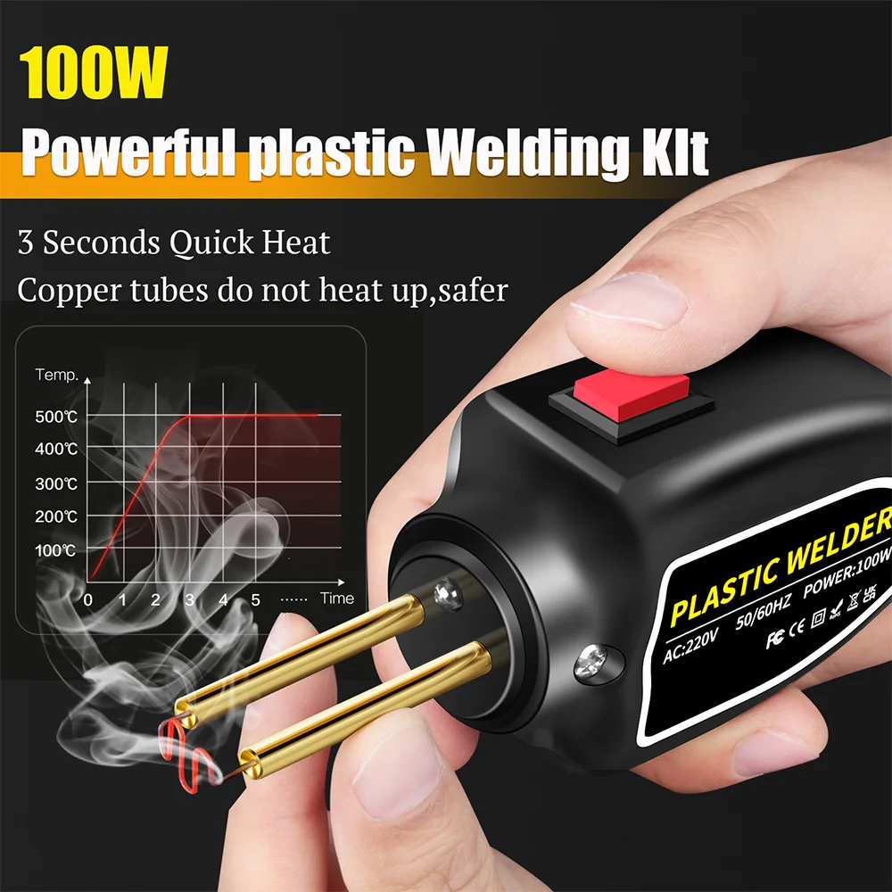 Plastic Welding Machine 70/100W Hot Stapler Plastic Bumper Soldering Iron Garage Tools PVC Welder Gun Car Bumpers Repair Kit