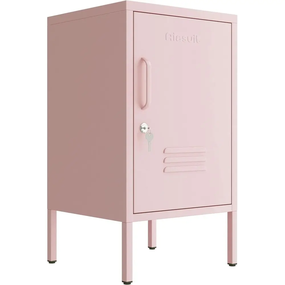 

Single Door Lockable Metal End Table, 2-Tier Storage Cabinet with Adjustable Shel, Easy Assembly Side Table or Living Room Bedro