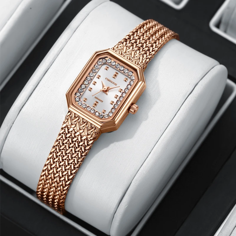 ساعة يد نسائية كلاسيكية مربعة الشكل من حجر الراين مقاومة للماء كوارتز ساعة يد للسيدات ساعات هدايا للملابس النسائية