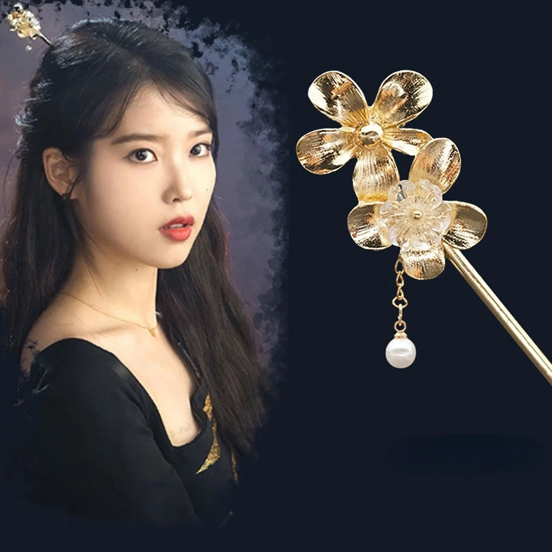 ใหม่ MODE Korea Hairpin สำหรับผู้หญิง "โรงแรม Deluna” IU Celebrity ผมยาวโบราณเครื่องประดับผมโมเดิร์นทุกวันสาวผม Sticks