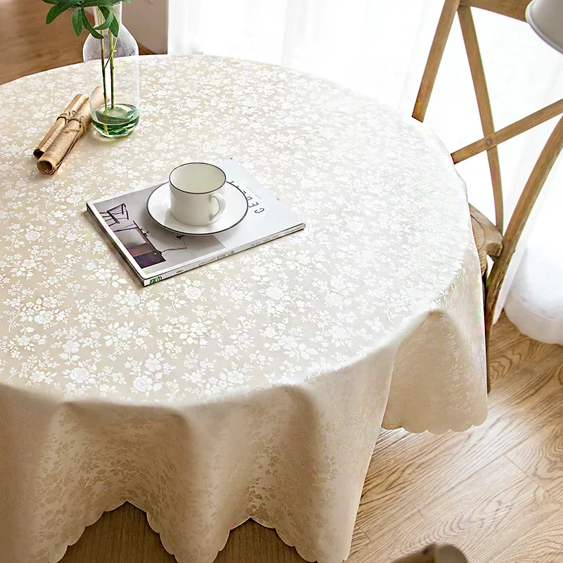 European Style Waterproof Oil Proof Scald Proof and Wash Free Household Round Table Cloth with Thickened Tablecloth