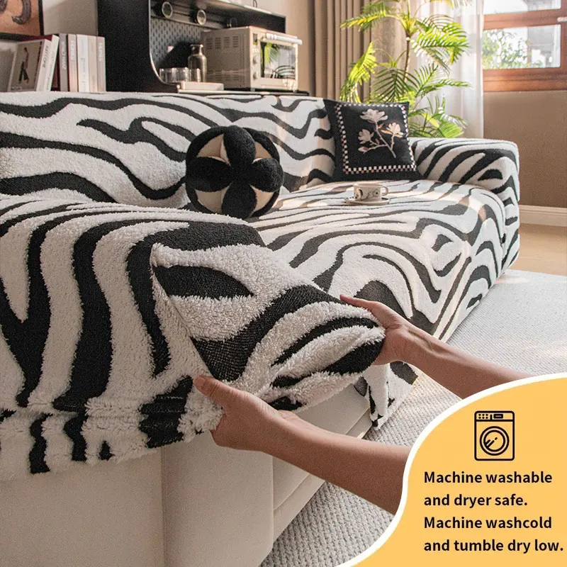 1PC-Modische Zebra Muster Sofa Abdeckung Neue Winter Plüsch Sofa Abdeckung All Inclusive Universal Set Anti Katze Scratch sofa Abdeckung