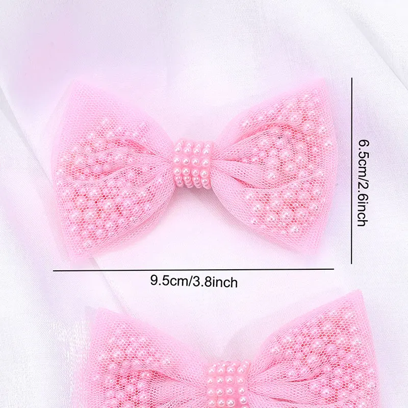 2Pcs Sweet Girl Lace Pearl Bow Hair Clip Kawaii Bowknot Hairpins Barrettes Headwear Kids Hair Styling Tools Boutique Headwear